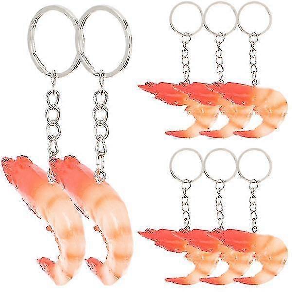 8pcs Simulation Shrimp Keychains Realistic Shrimp Pendant Bag Backpack Keychain