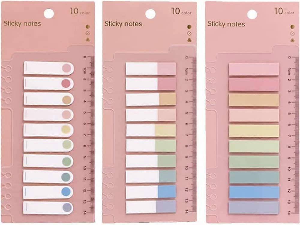 Index Tabs with Ruler, 3 Pack 600 Pieces Sticky Note Marker, Writable and Repositionable File Flags Colored Page Markers Labels for Reading Notes, Not