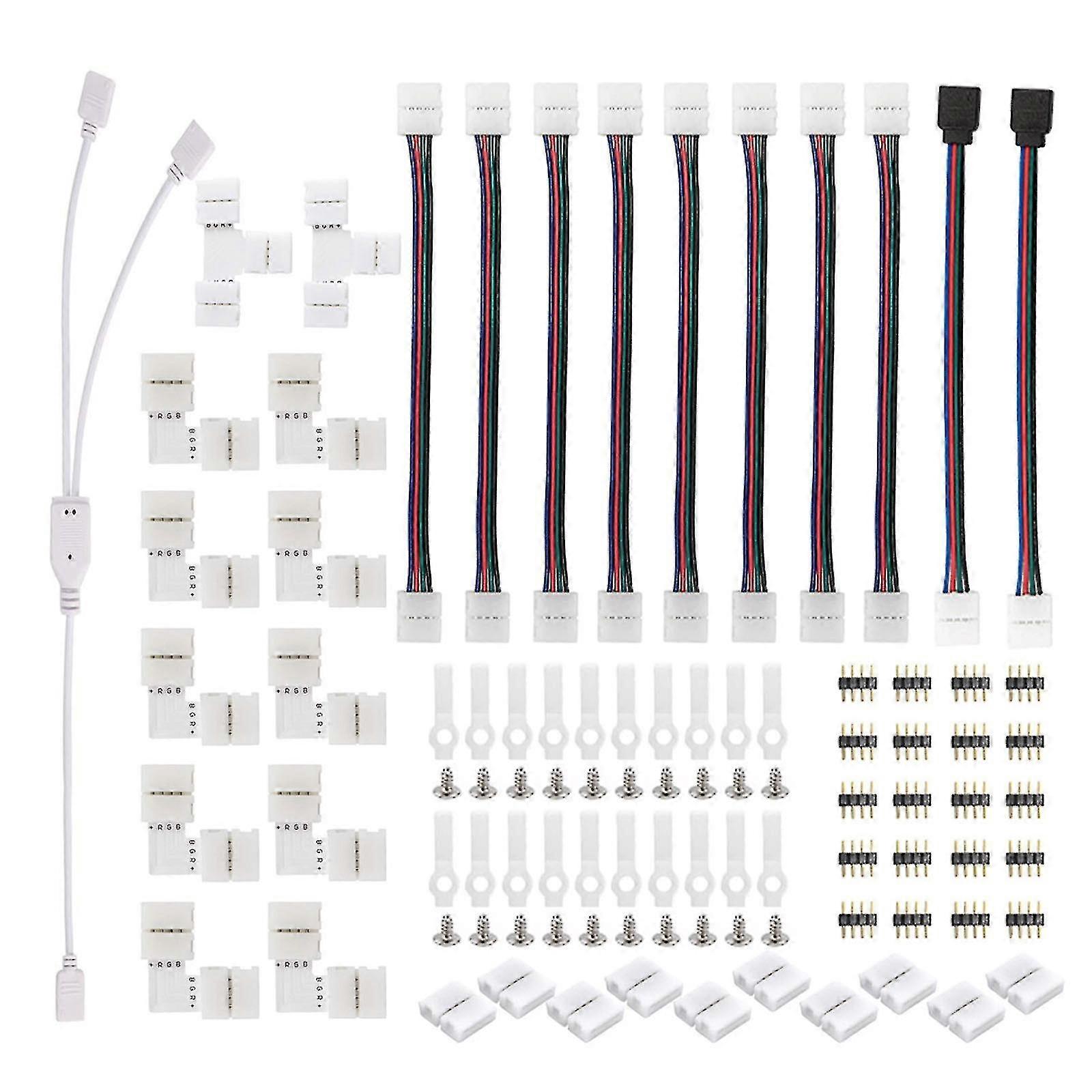 Led Strip Connector Kit For 5050 10mm 4pin Includes 8 Types Of Led Strip Fitting