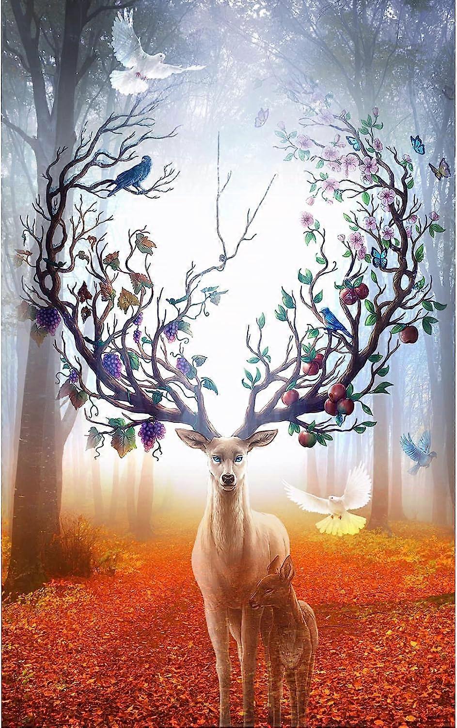 Timanttimaalaus,DIY-timanttimaalaus Palapelin taidesarja,Hirven timanttimaalaus,5D-timanttimaalaus,Kodin seinän sisustus Aikuisten timanttimaalaus