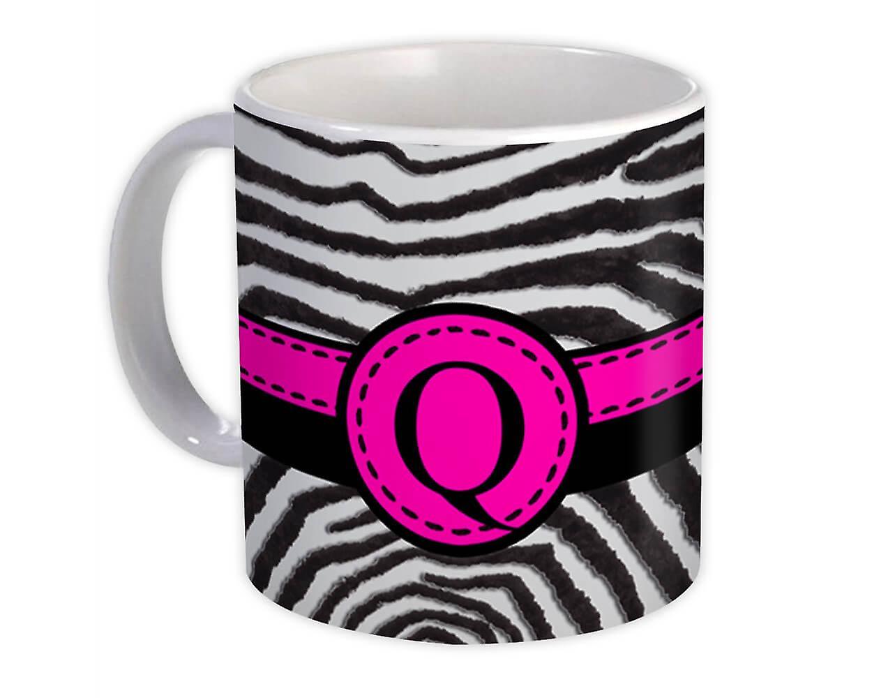 Hediye Kupa: Monogram Harf Q Zebra