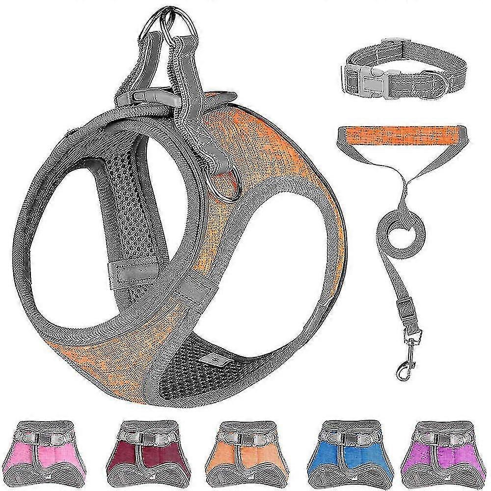 Small Dog Harness, Puppy Harness, Soft Dog Harness And Leash Set With A Reflective Collar