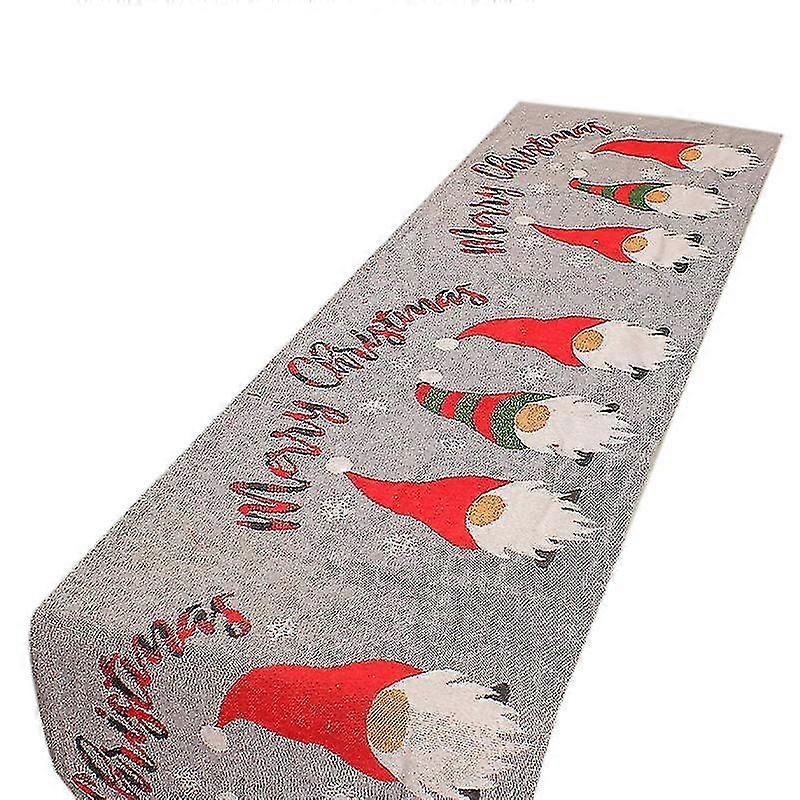 Christmas Table Runner - Xmas Table Flag with 3 Faceless Santas Design