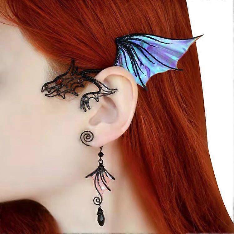 Iridescent Butterfly Wings Elf Wings Earrings, No Ear Holes Party Ear Clip