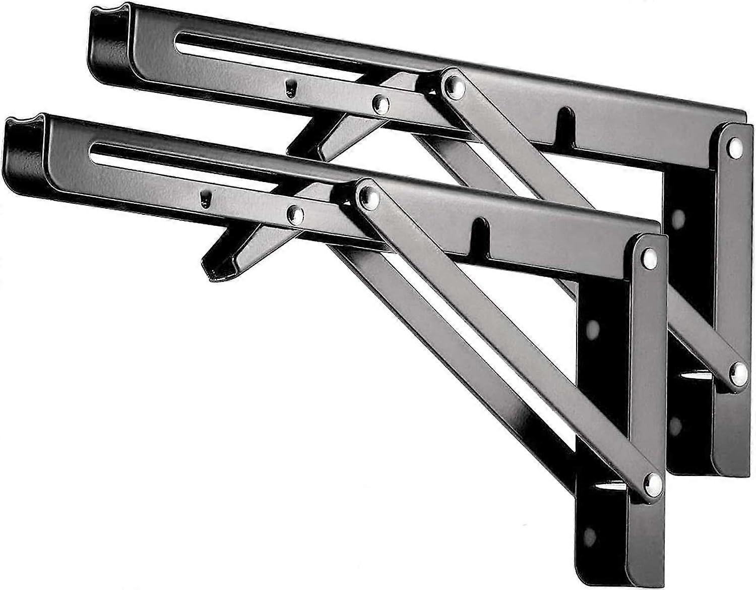 Folding Shelf Stainless Steel Bracket - Heavy Duty Metal Foldable Shelf Bracket For Triangle Table Bench, Wall Rack