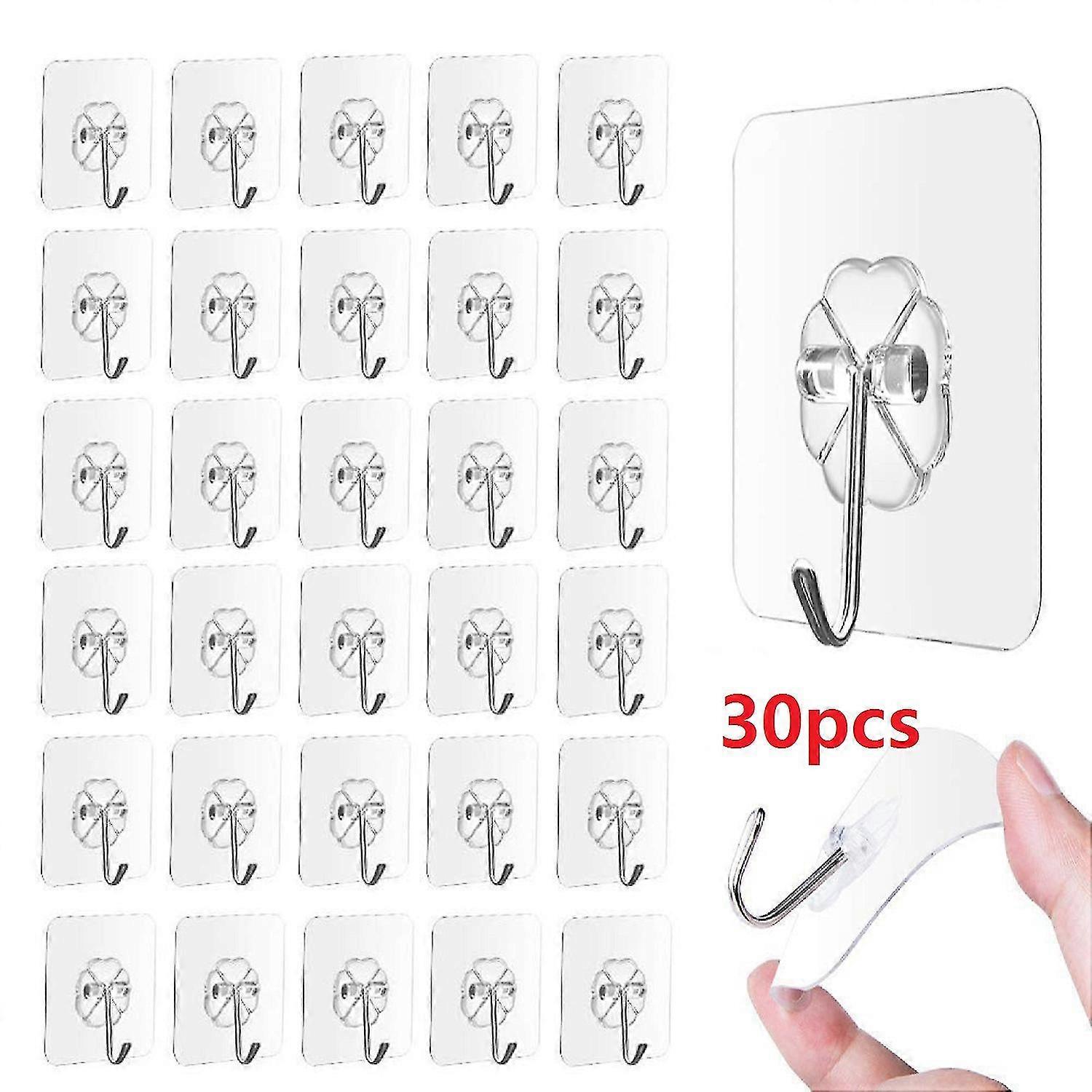 30st Väggkrokar Stark Transparent Sugkopp Sughängare Kök Badrum Multi Use Självhäftande Krokdörr Spårlös Organizer-1