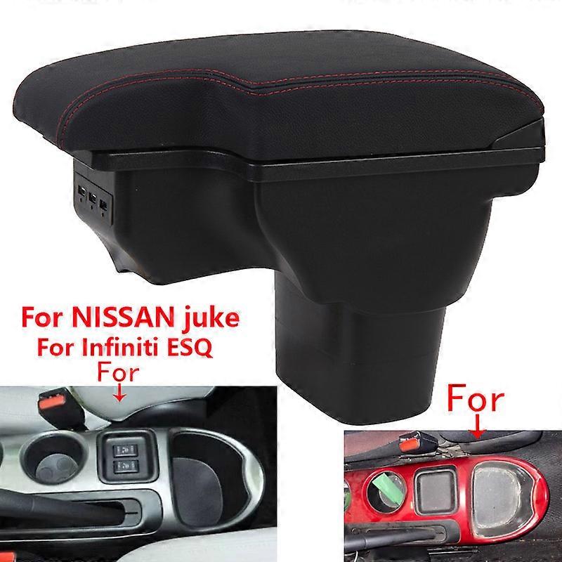 Black Leather Armrest For Nissan Juke 2010-2017 - Aftermarket Replacement