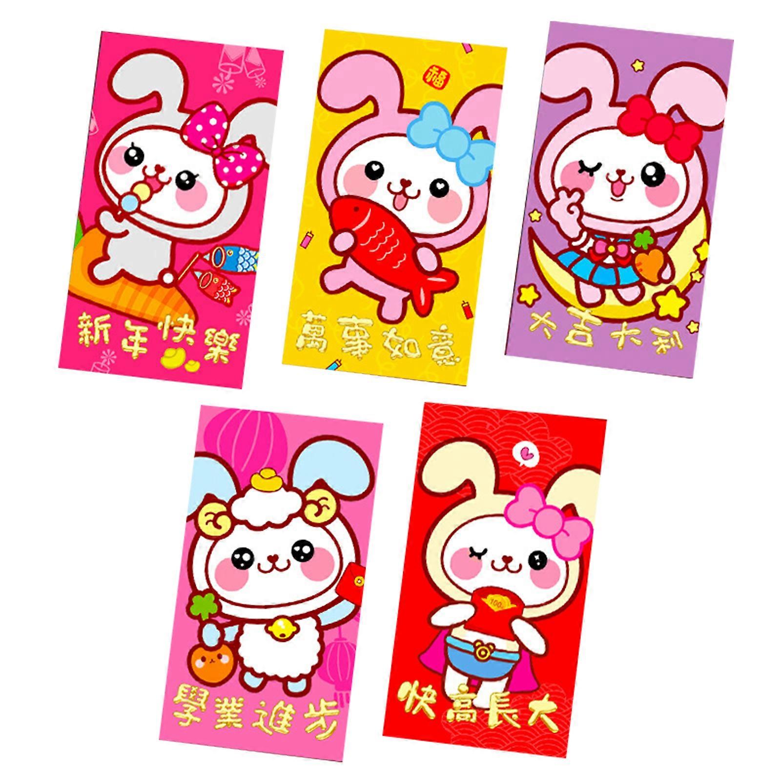 2023 6pcs Rabbit Cartoon Red Envelopes emboss foil stamping Red Envelopes express good wishes