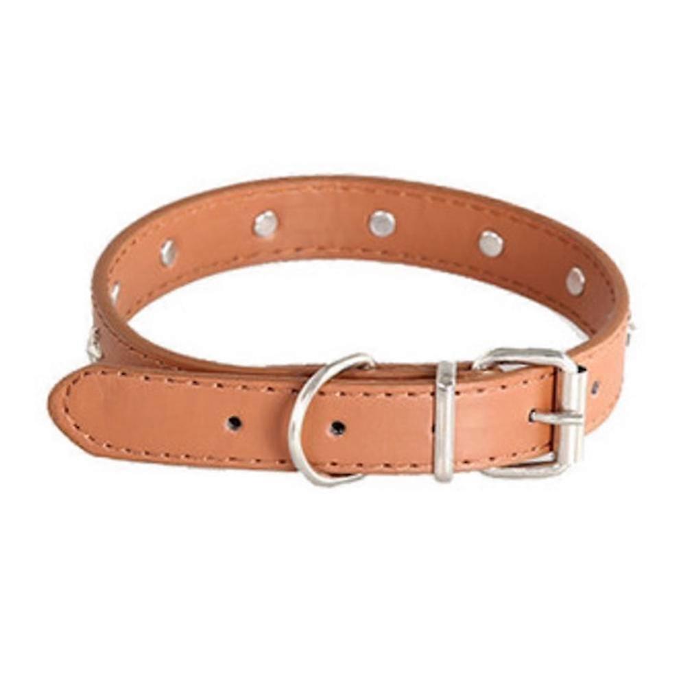 Adjustable Dog Collar Leather Brown 40cm