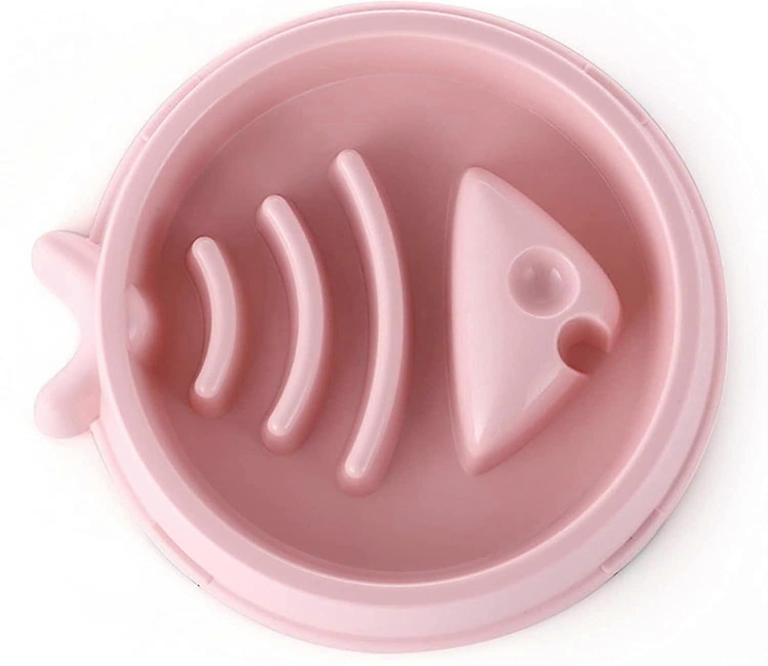 Dog Slow Feeder Bowl, Non Slip Puzzle Bowl Pet Slower Food Feeding Dishes (dia 6.5 X 1.8inch) No Choking Slow Feeder With Funny Fish Bonesblue