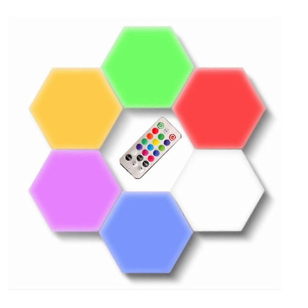 6 Pack Hexagonal Wall Light Modular Touch Sensitive Lights Creative Geometry Assembly Led Night Light Suitable For Iving Room,bedrooms ,diy Lovers, Gi