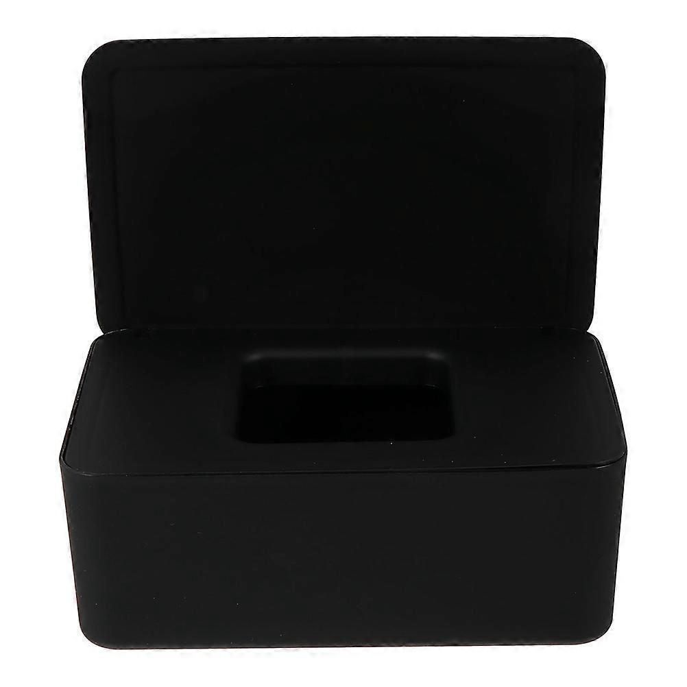 Plastic Tissue Storage Box Creative Paper Holder with Cover Desktop Decor (Black)