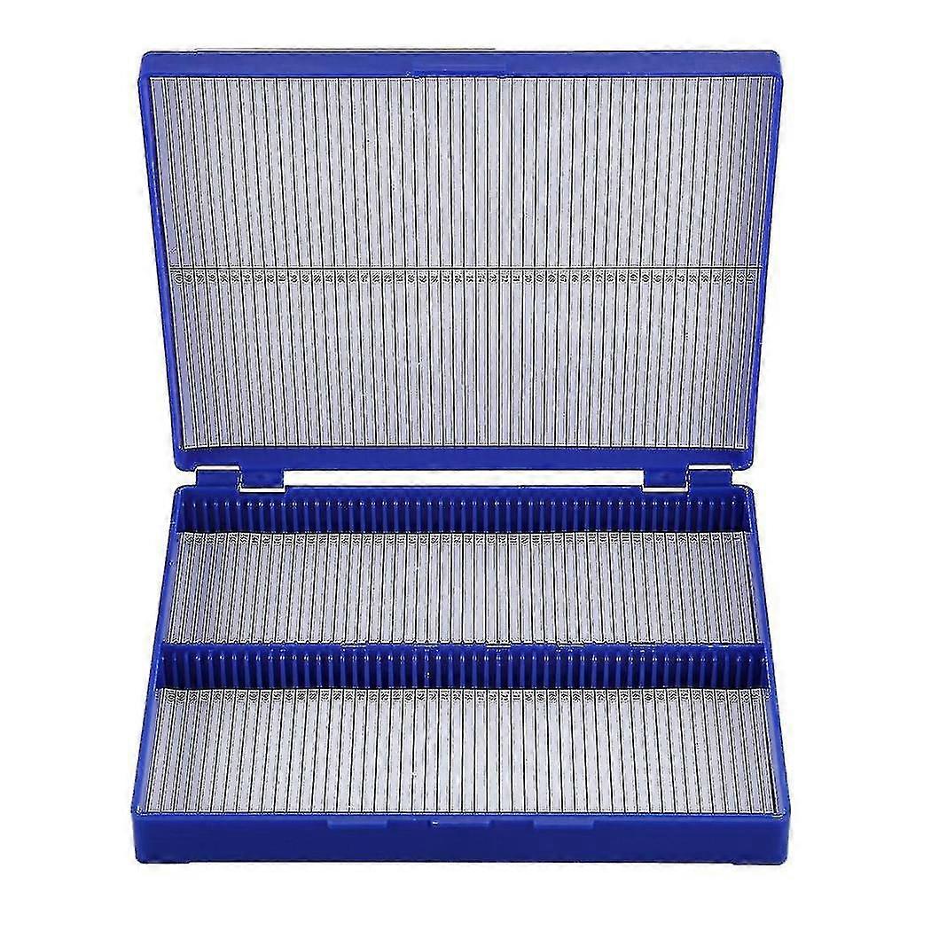 Royal Blue Plastic Rectangle Hold 100 Microslide Slide Microscope Box