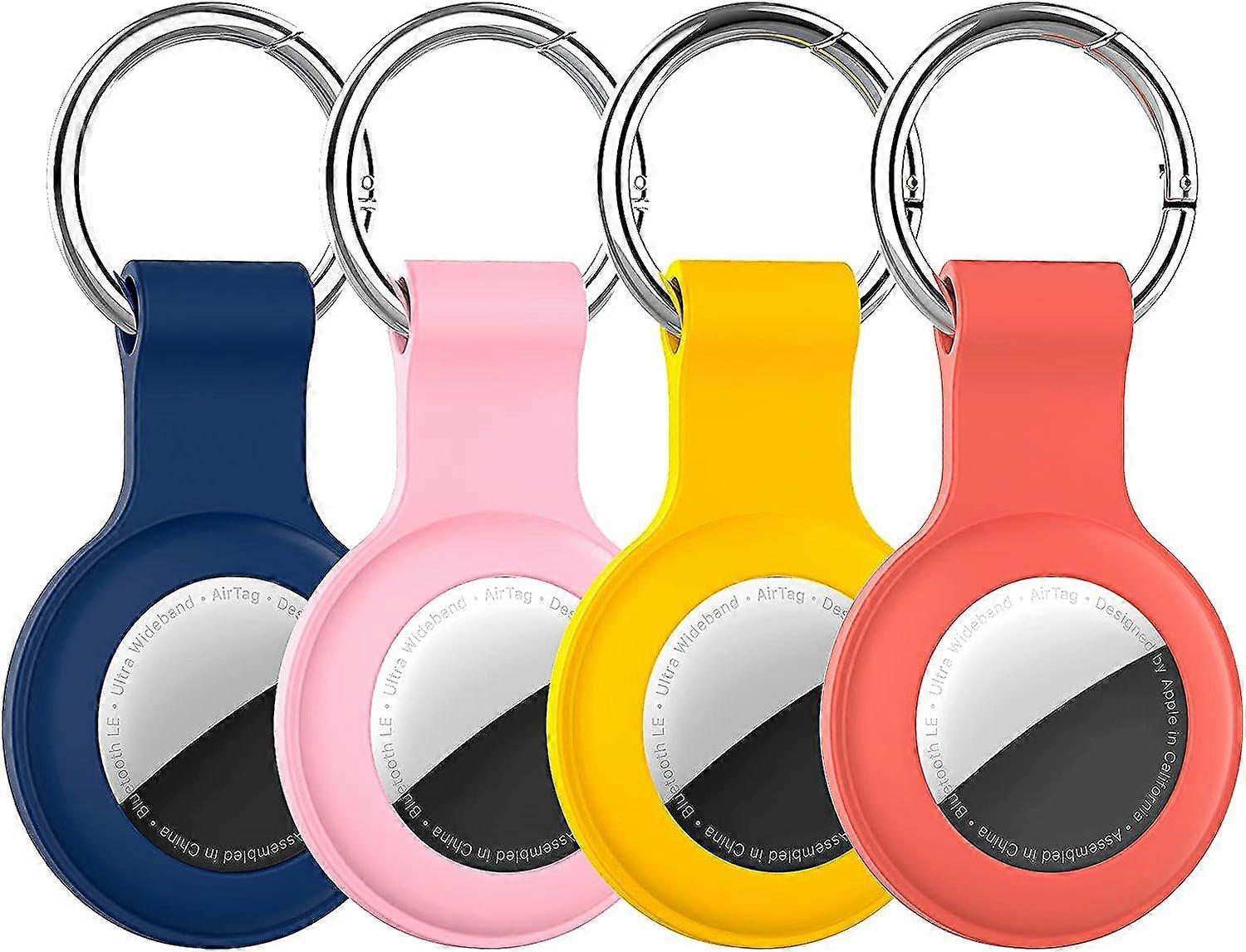 Set of 4 AirTag Compatible Covers AirTag Keychain Cover Holder Silicone AirTags Keyring Air Tag Cover Keychain Compatible Apple AirTag GP