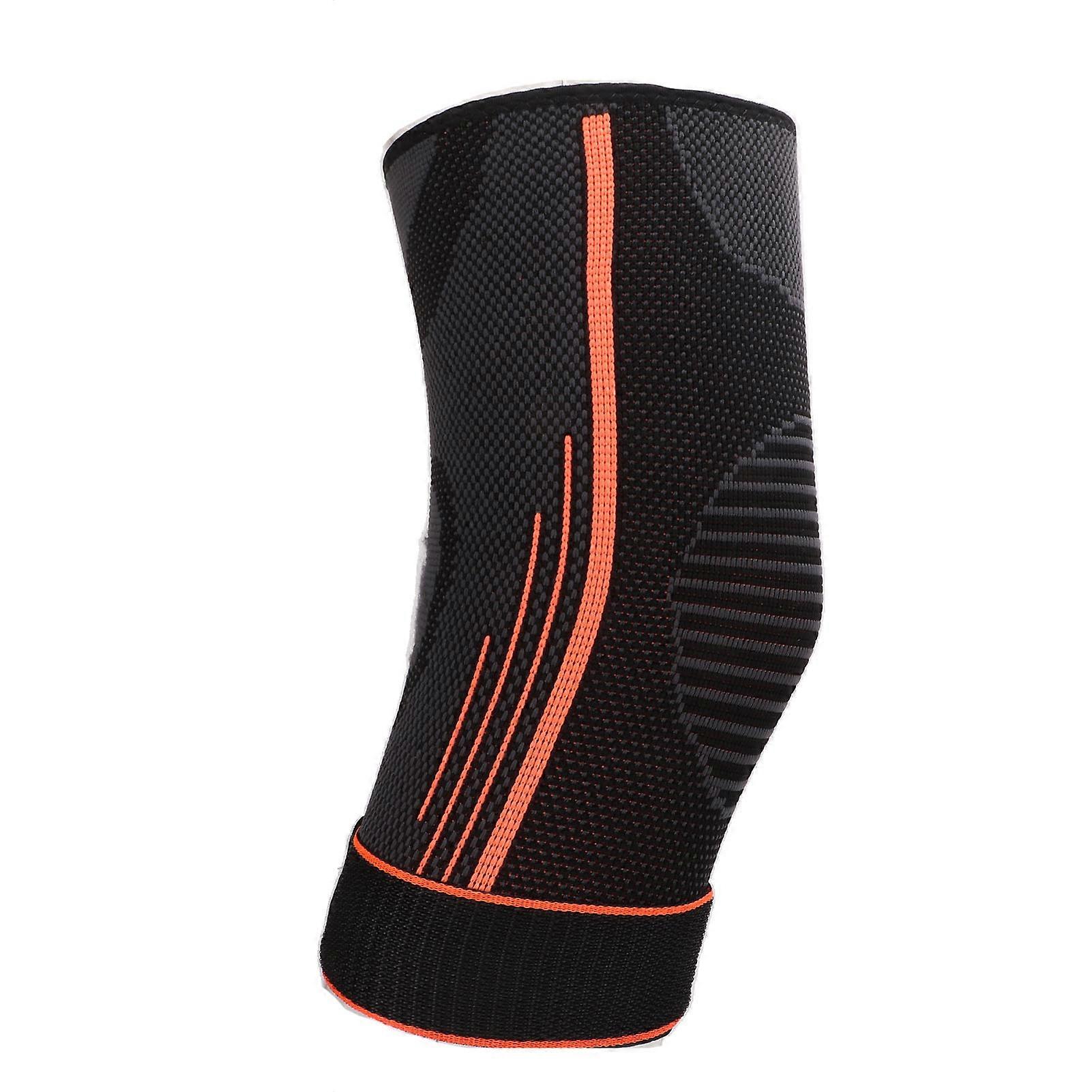 Sports Elbow Guards Nylon Knit Soft Elbow Compression Sleeve with Strap compatible with Basketball Riding Running Work Out Orange