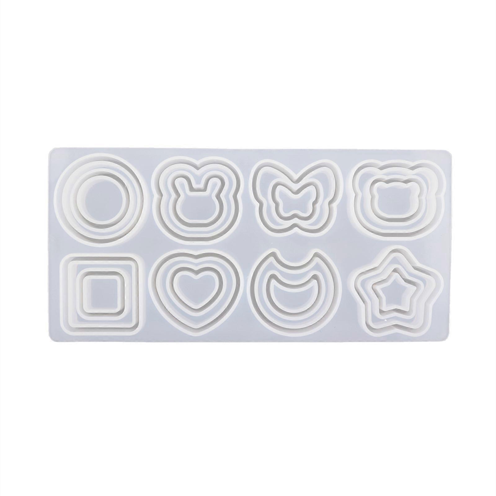 Shiny Glossy Geometry Double Layer Silicone Epoxy Mold DIY Keychain Pendant