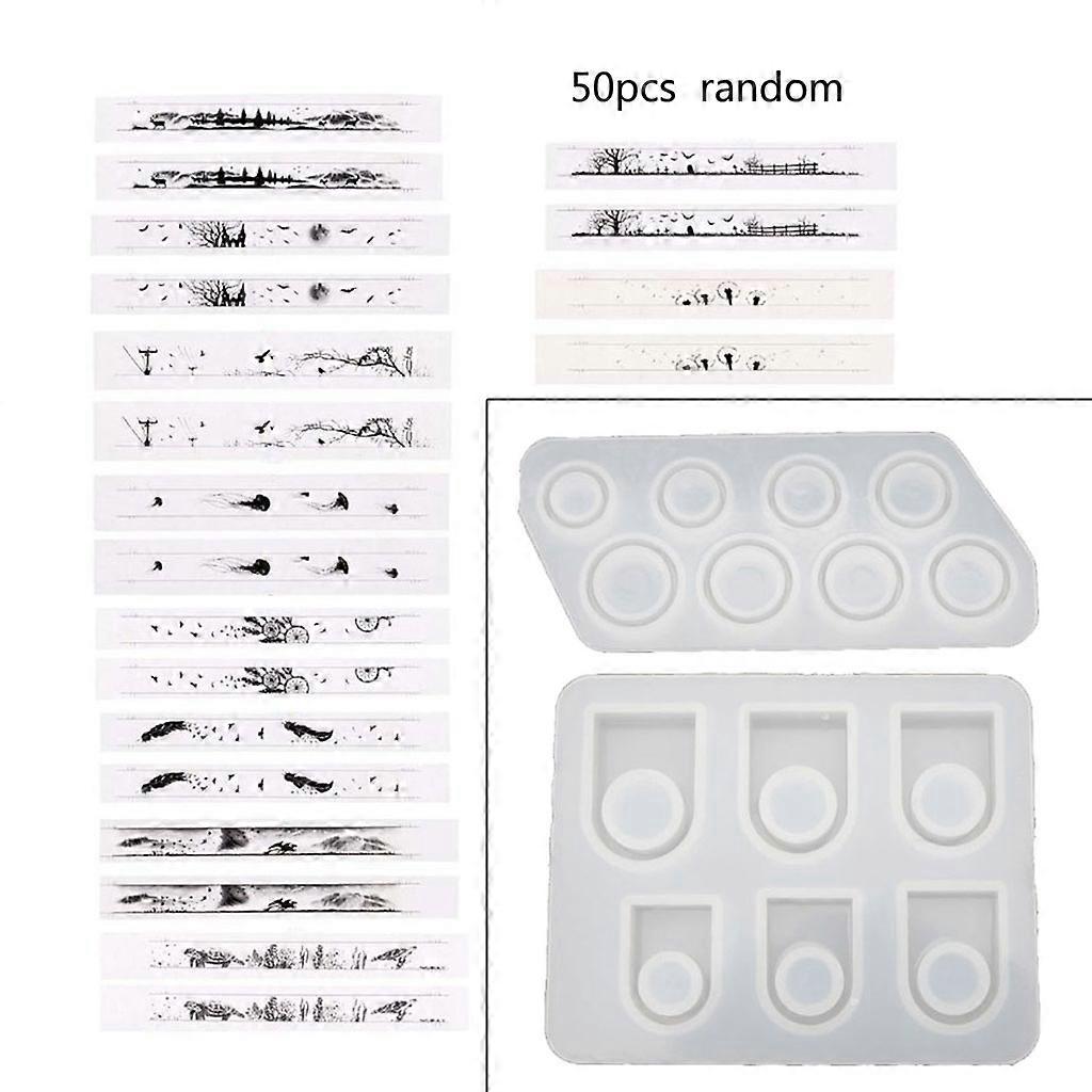52Pcs Assorted Sizes Round Square Ring Silicone Resin Mold Jewelry Making Tools