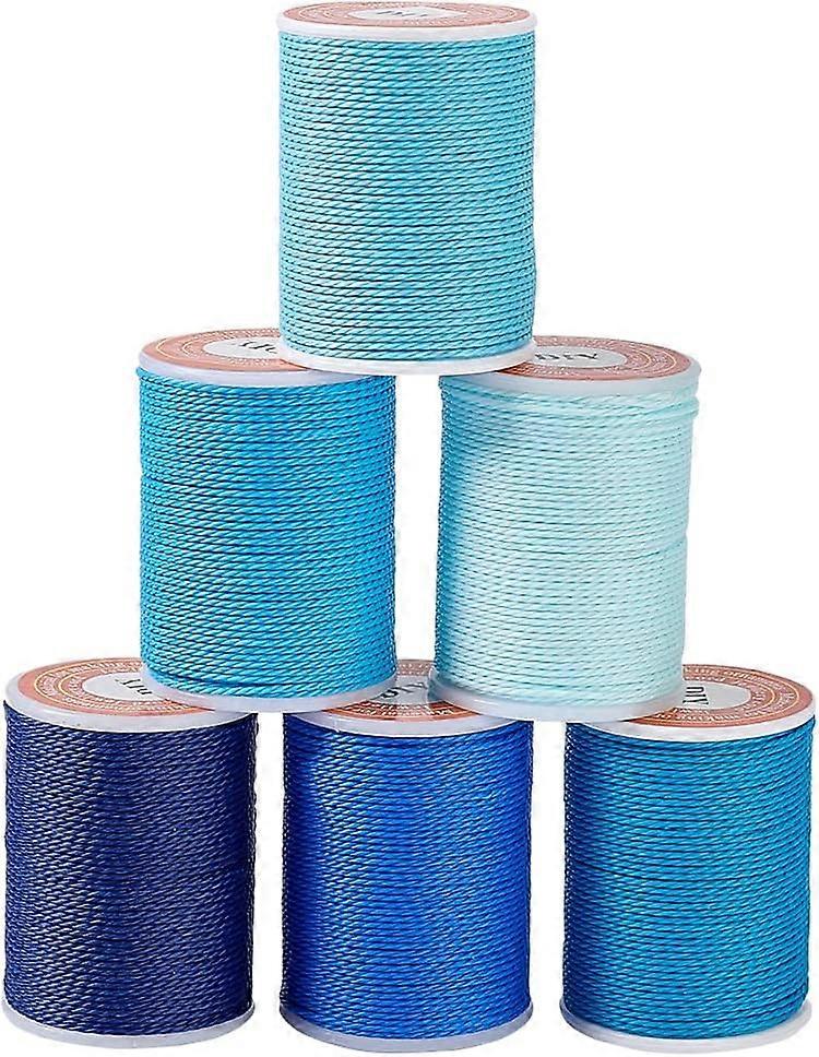 6 Rolls 6 Colors Round Waxed Polyester Cord Taiwan Waxed Cord Twisted Cord Mixed Color 1mm about 12.02 yards(11m)/roll 1 roll/color