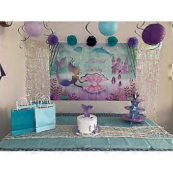 Hnmdmyi 2.1x1.5m Sfondo sirena Sotto il mare viola coralli perle scaglie di glitter sfondo fotografico ragazza principessa sirenetta festa di