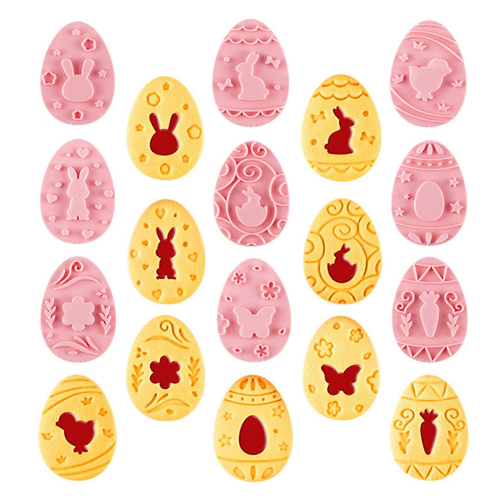 Plastic Press Cookie Cutter Easter Theme Bunny Eggs Baking Supplies Pressable