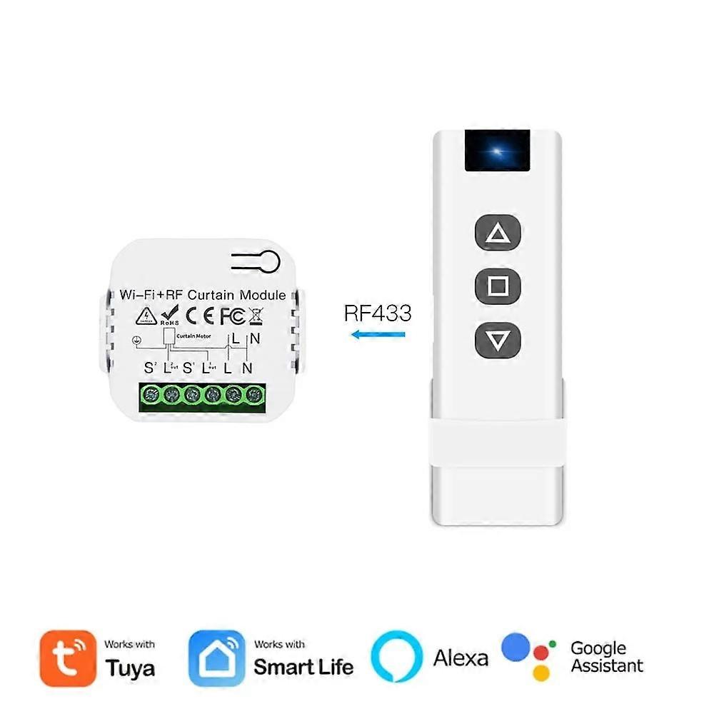Tuya WiFi RF433 Roller Blinds Curtain Control Module Shutter Switch with Remote for Electric Motor Sunscreen Google Home Alexa