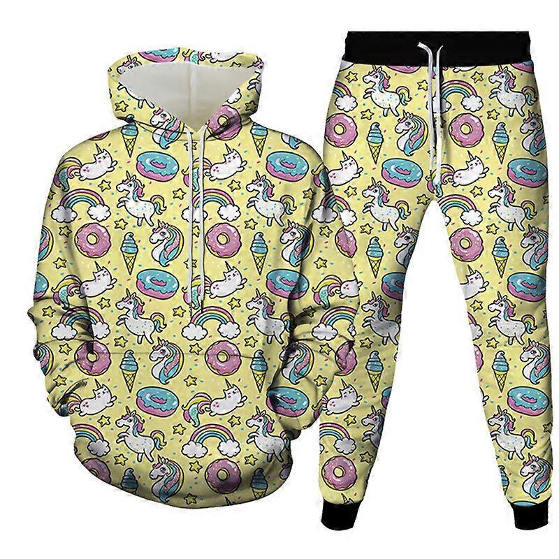 New Doughnut Printed Hoodie Suit for Adults