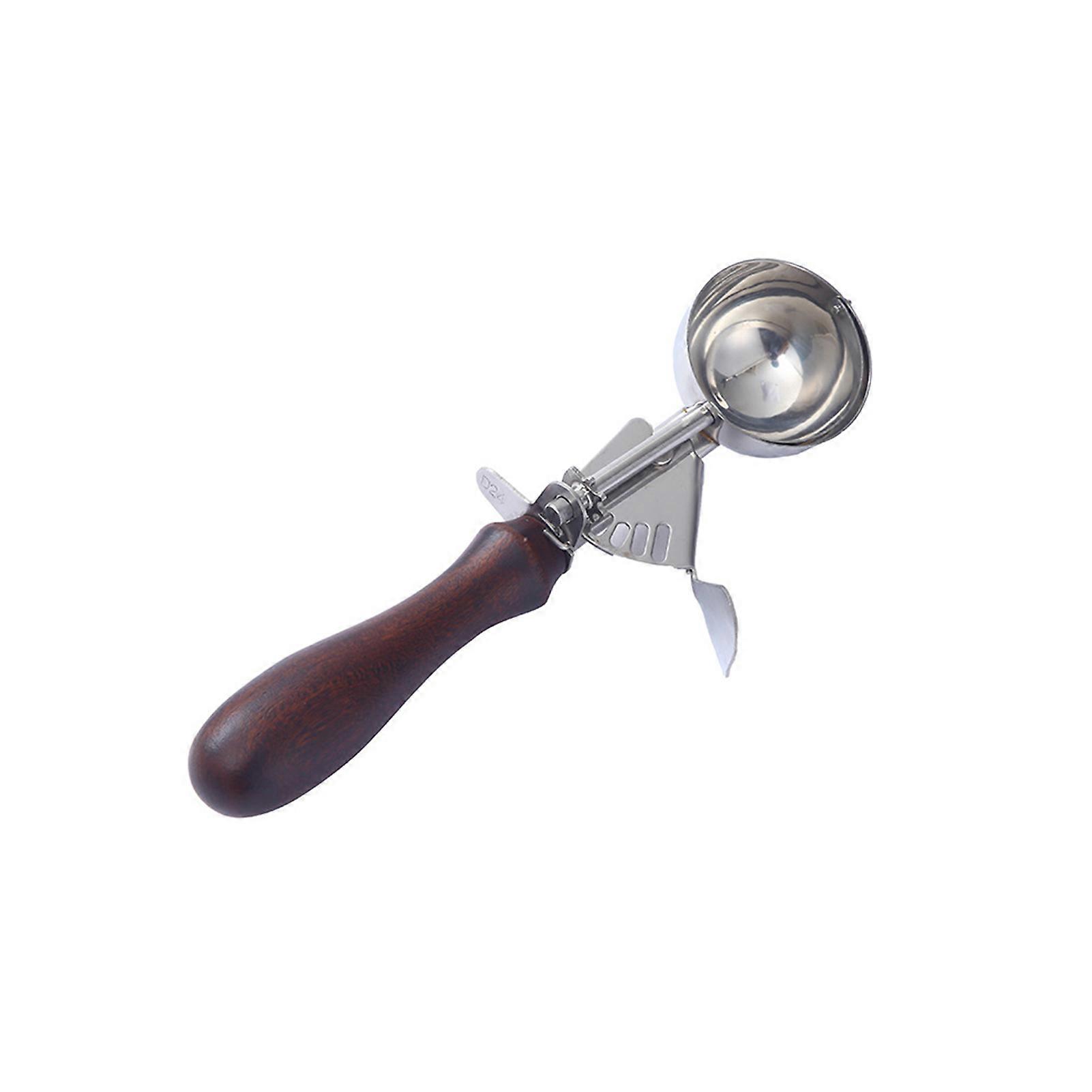 JiKaiX Ice Cream Scooper Durable Easy to Clean Stainless Steel Ice Cream Scoop with Non-Slip Wooden Handle for Home