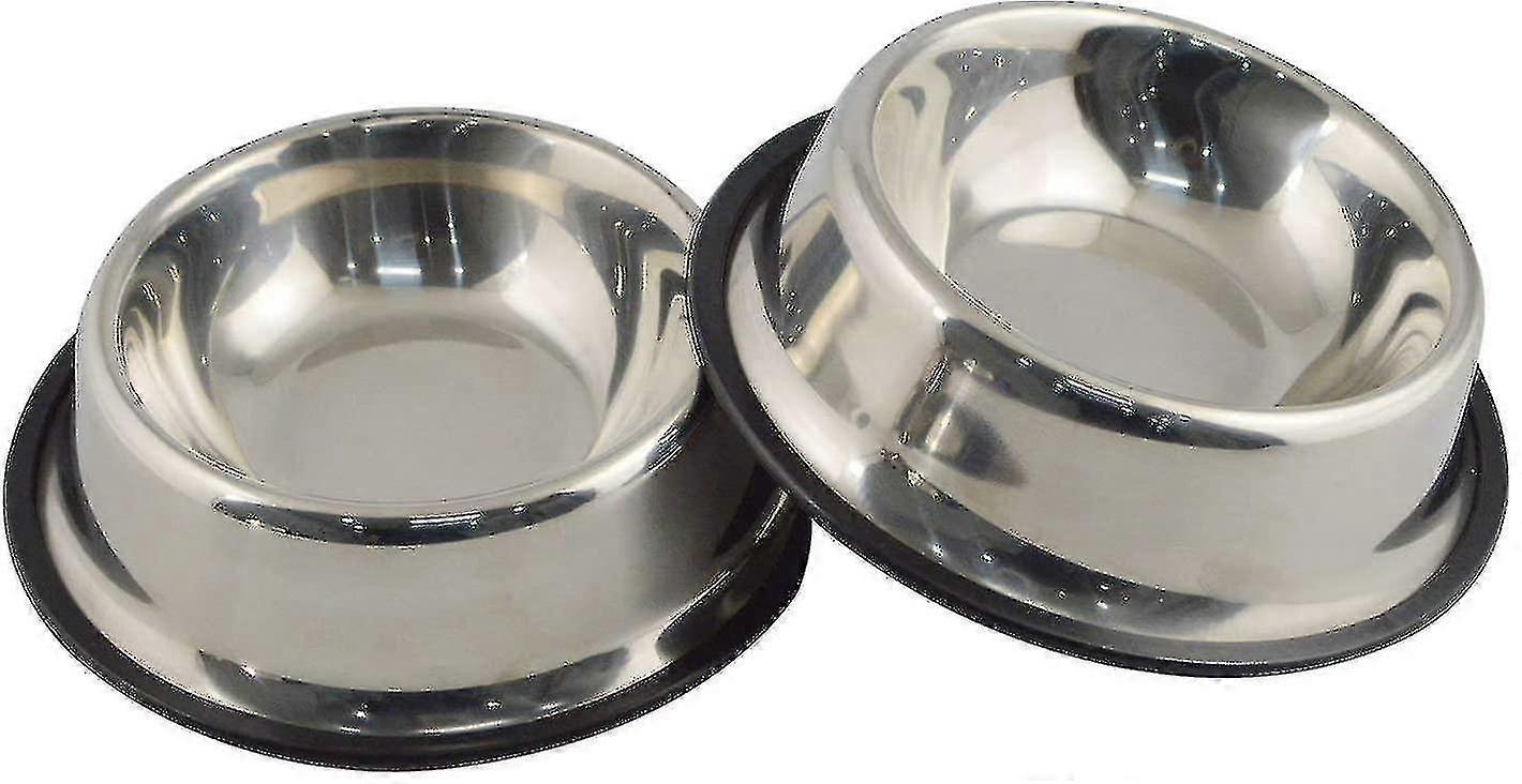 2pcs Bol pour chien en acier inoxydable avec base en caoutchouc pour chiens, 18cm