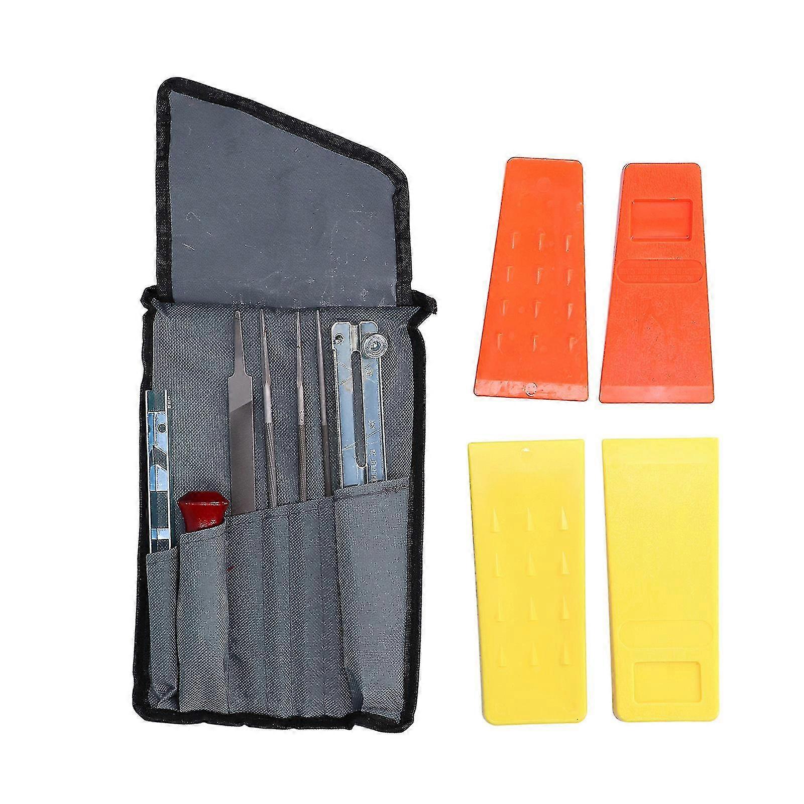 Chain Saw Sharpening Kit Felling Wedges 5/32 3/16 7/32in Round Files Hardwood Handle For Garden Logging