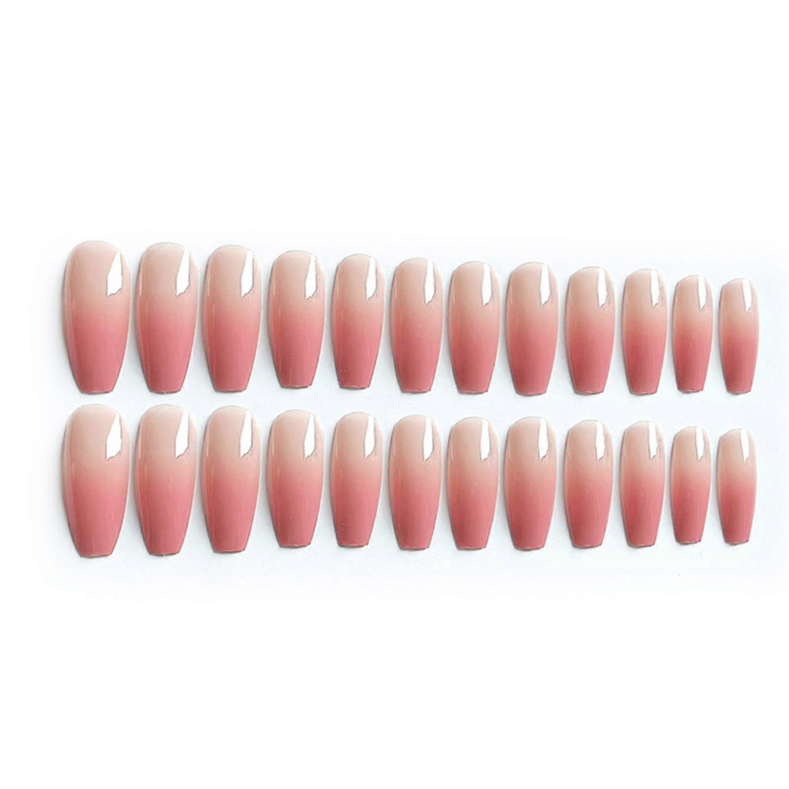 24pcs Long Press On Nail Red Gradient Design Sweet Style Full Coverage Nails