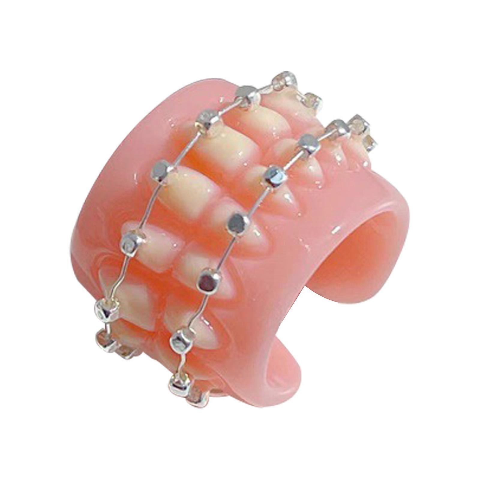 Funny Cute Braces Teeth Ring Couple Resin Braces Ring Finger Ring