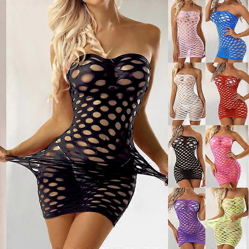 Kvinnor Fishnet Babydoll Underkläder Bodycon Mini Klänning Underkläder Klänning Nattkläder Bodysuit