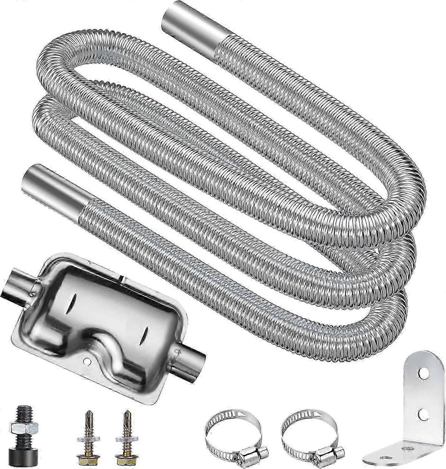 200cm μάνικα εξάτμισης για γεννήτρια με σιγαστήρα θερμαντήρα στάθμευσης Σωλήνας εξάτμισης σωλήνα εξάτμισης θερμαντήρα ντίζελ ανοξείδωτου σετ σωλήνων εξάτμισης με σφιγκτήρες αέρα αυτοκινήτων