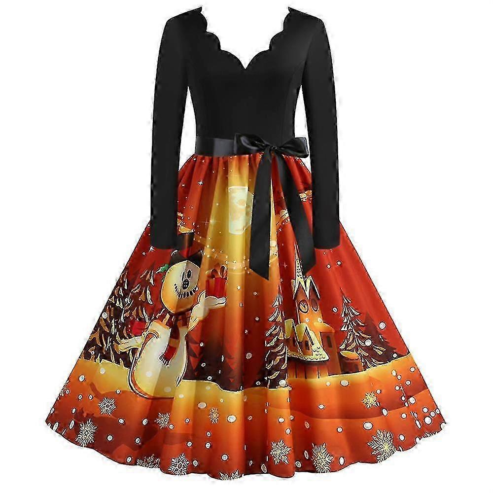 Christmas Womens Skater Swing Dress V-neck Xmas Party Dresses Gown - JA |  Fruugo QA