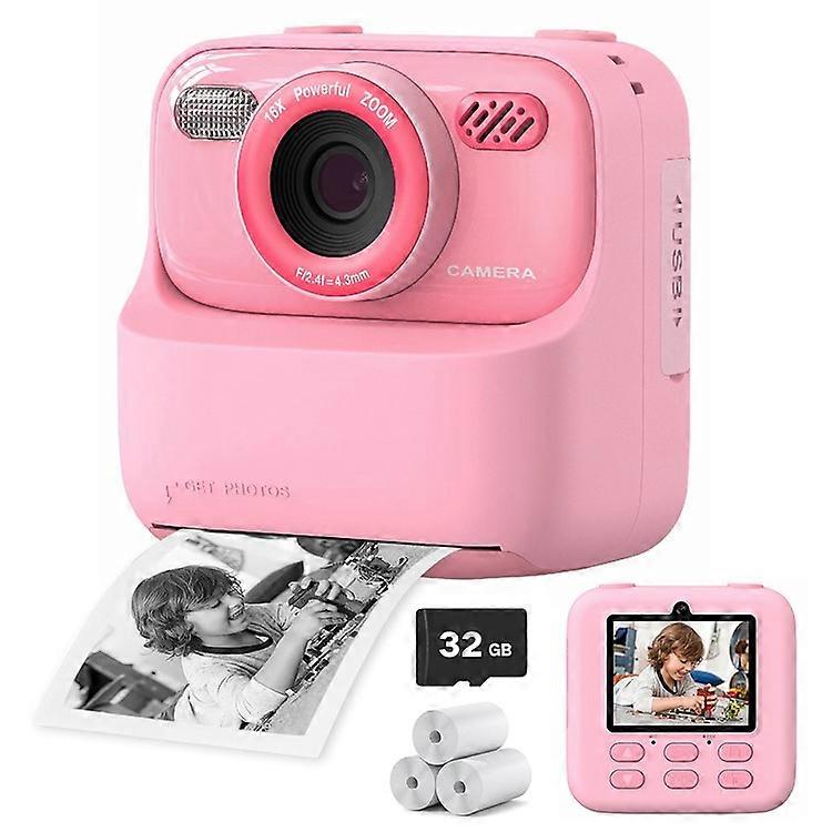 P79 Photo Instant Print Kids Digital Camera Fun Game HD 1080P Dual Lens Camera with 32G Memory Card