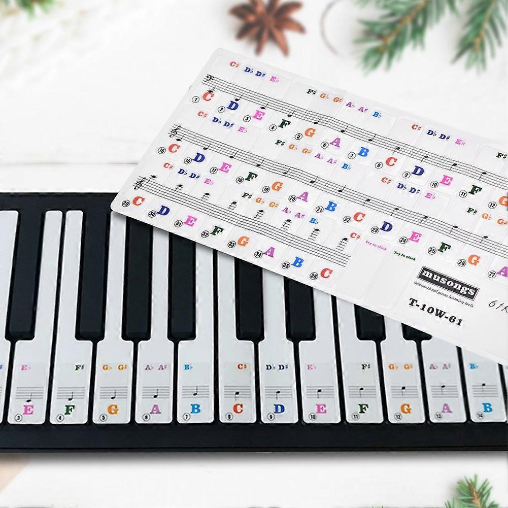 Piano Keys Sticker Set for 61 Key Keyboard Removable for Beginners Transparent