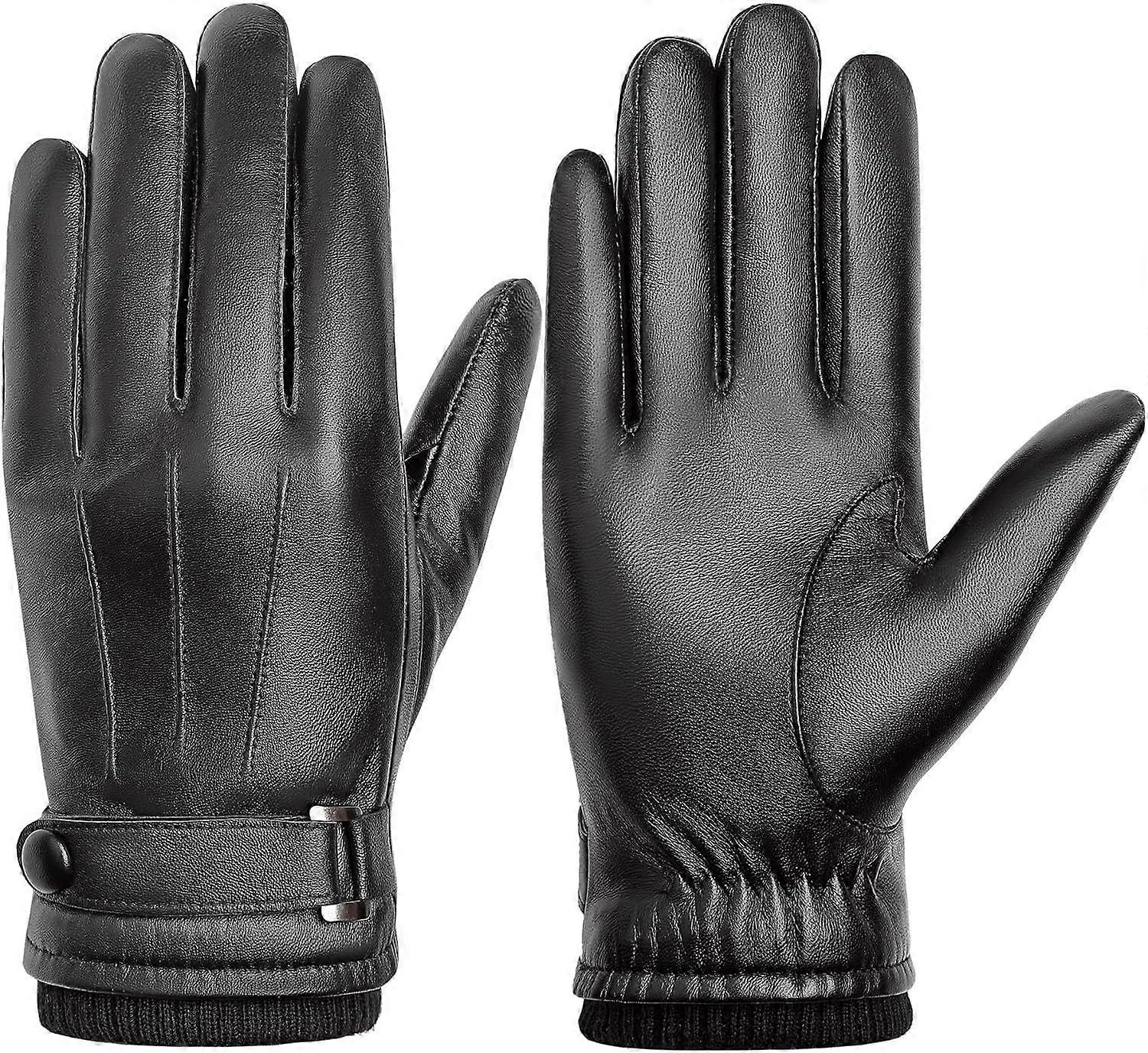 Winter Genuine Sheepskin Leather Gloves for Men, Touchscreen Texting Warm Cashmere Lined Gloves for Driving