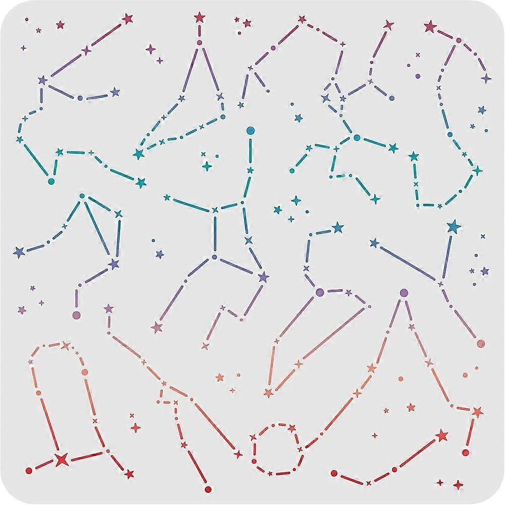 1pc Plastic Reusable Drawing Painting Stencils Templates for Painting on Scrapbook Fabric Tiles Floor Furniture Wood Square Constellation Pattern 300x