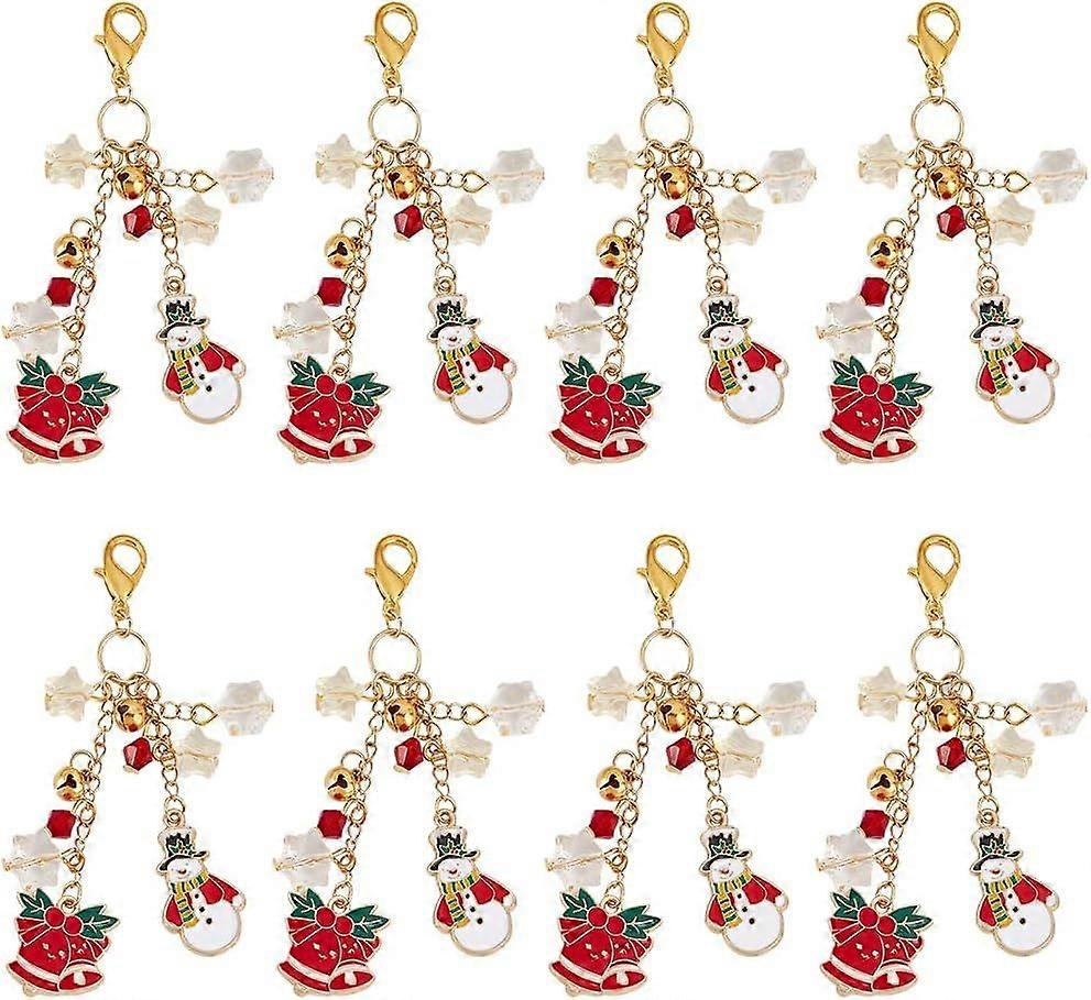 1 Box 8Pcs Christmas Bookmark Chain Bookmarks Clip On Charm Xmas Winter Snowman Bell Charms with Lobster Claw Clasps Red Book Marks for Book Lovers Re