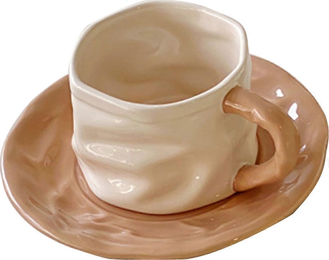 Ceramic coffee cup with saucer set, suitable for office and home
