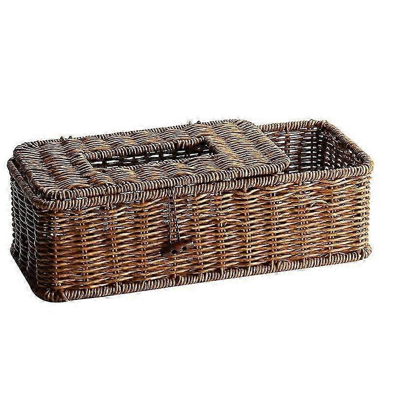 Creative Pumping Box Handmade Imitation Rattan Multi-function Remote Control Tissue Storage Box