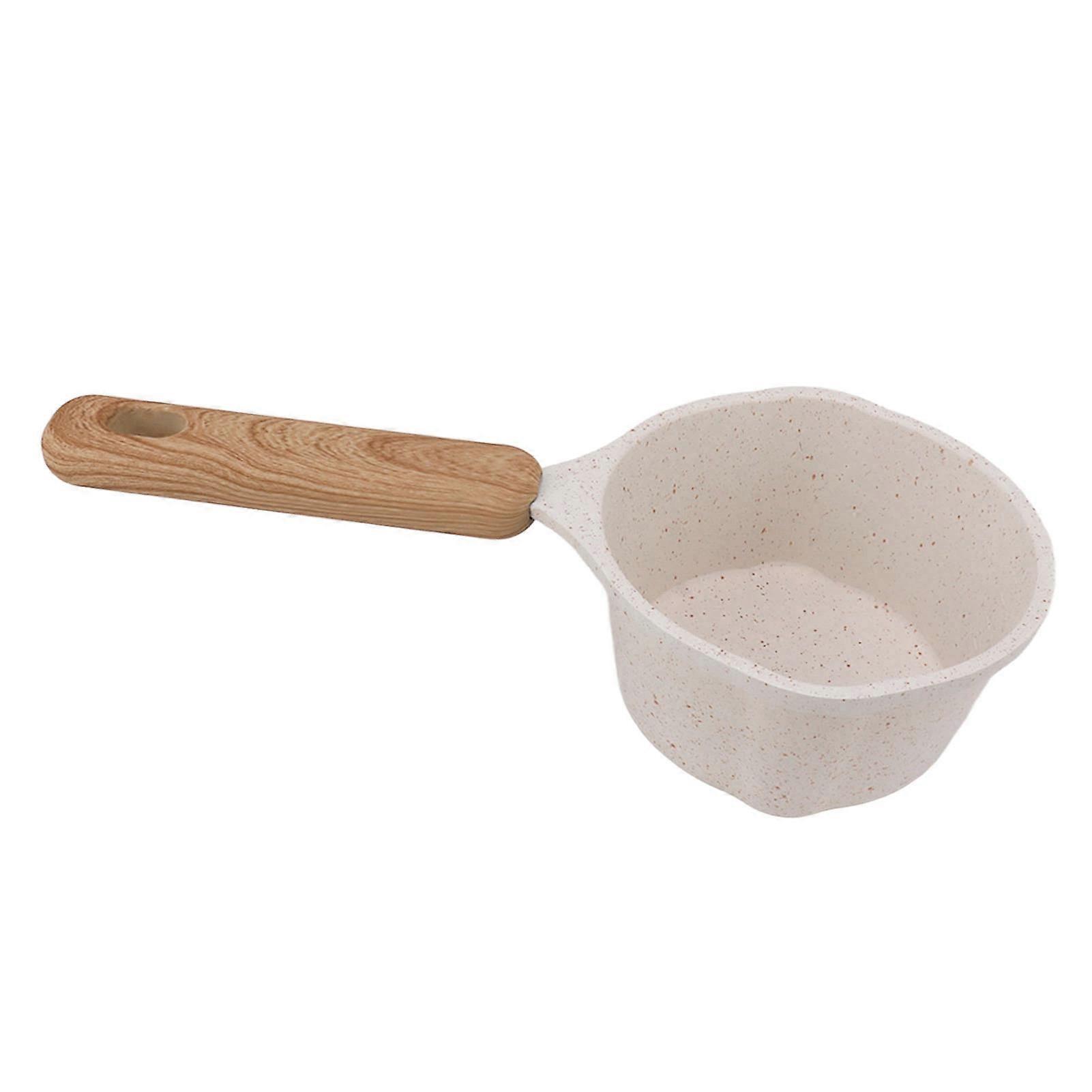 Nonstick White Small Sauce Pan 250ML, 10.5x5.5cm Flat Bottom Pot