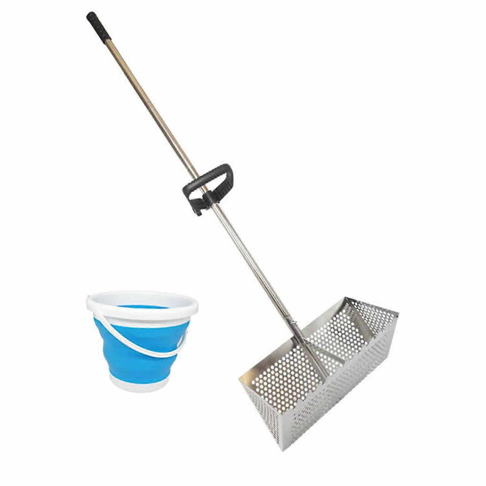 Sandlopper rive, rustfrit stål sandsigte, aftageligt 47 tommer langt håndtag