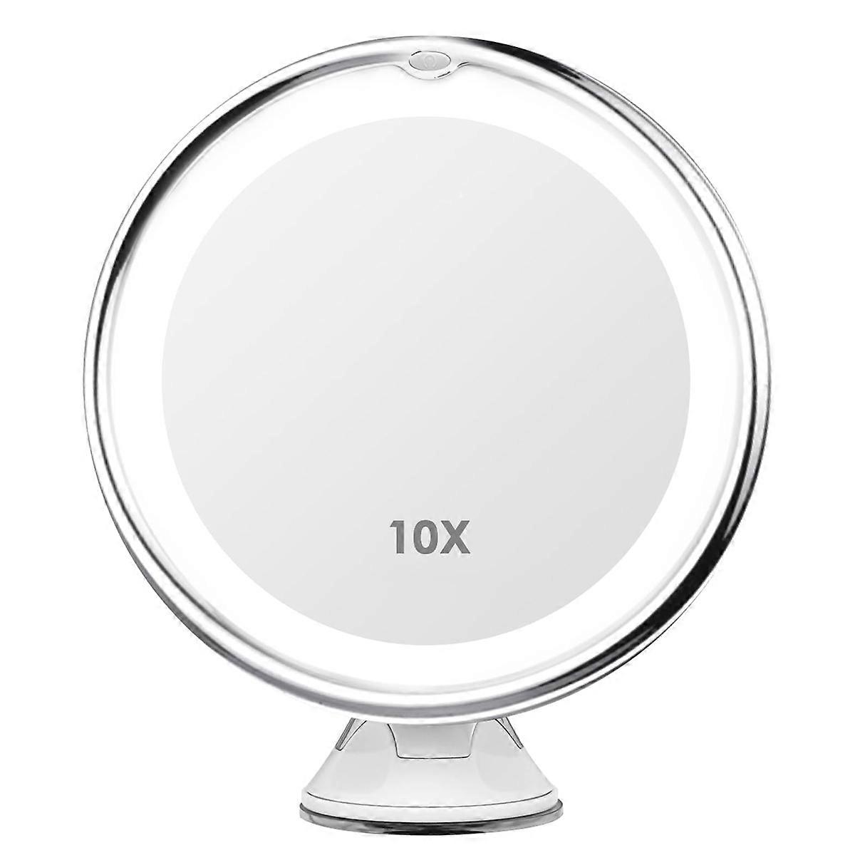 Cosmetic Mirror with 10X Magnification and LED Light for Travel
