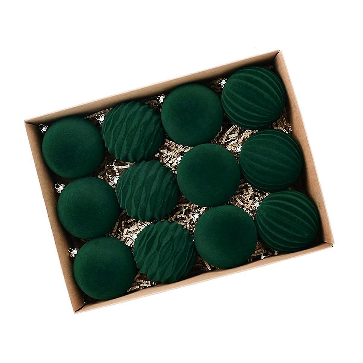 Boules de Noël Arbre de Noël Décor 12Pack Luxueux Floqué Noël Ornements Boule Boule Pour C