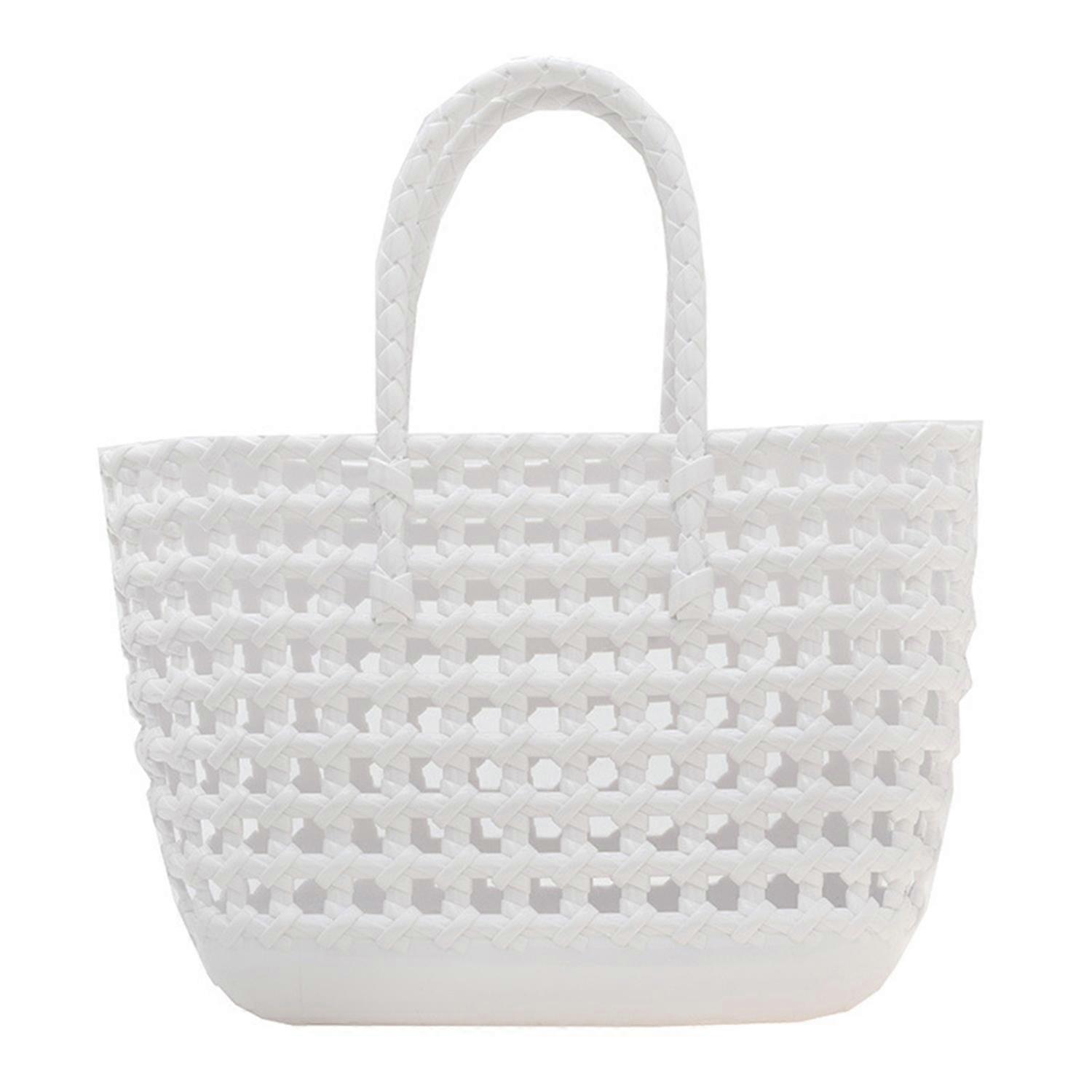 Hollow Beach Bag Portable Handle Large Capacity Sandproof Waterproof Solid Color PVC Toiletries