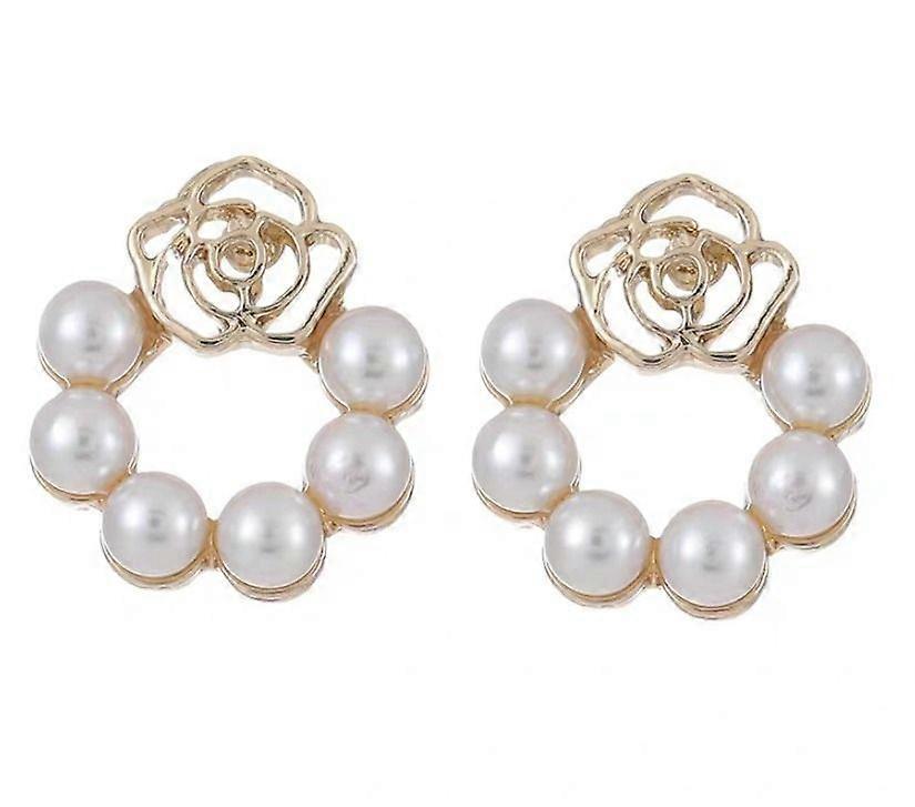 (Pendientes de perlas de flores recortadas