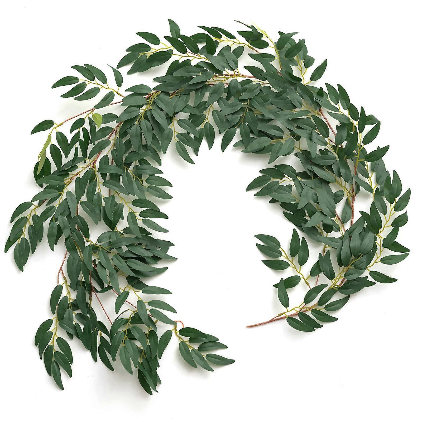 Italian Ruscus Greenery, 5.9ft Artificial Silk Willow Leaf Garland for Wedding Arch Decor