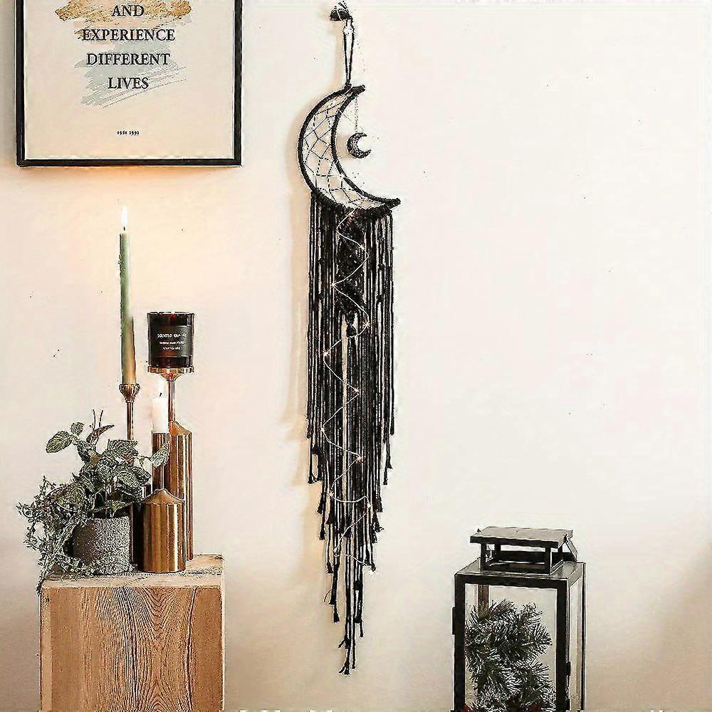 Bohemian Chic Macrame Wall Decor Nordic Moon Shape 1 Pcs Gothic Home Room Decoration 100% Organic Cotton