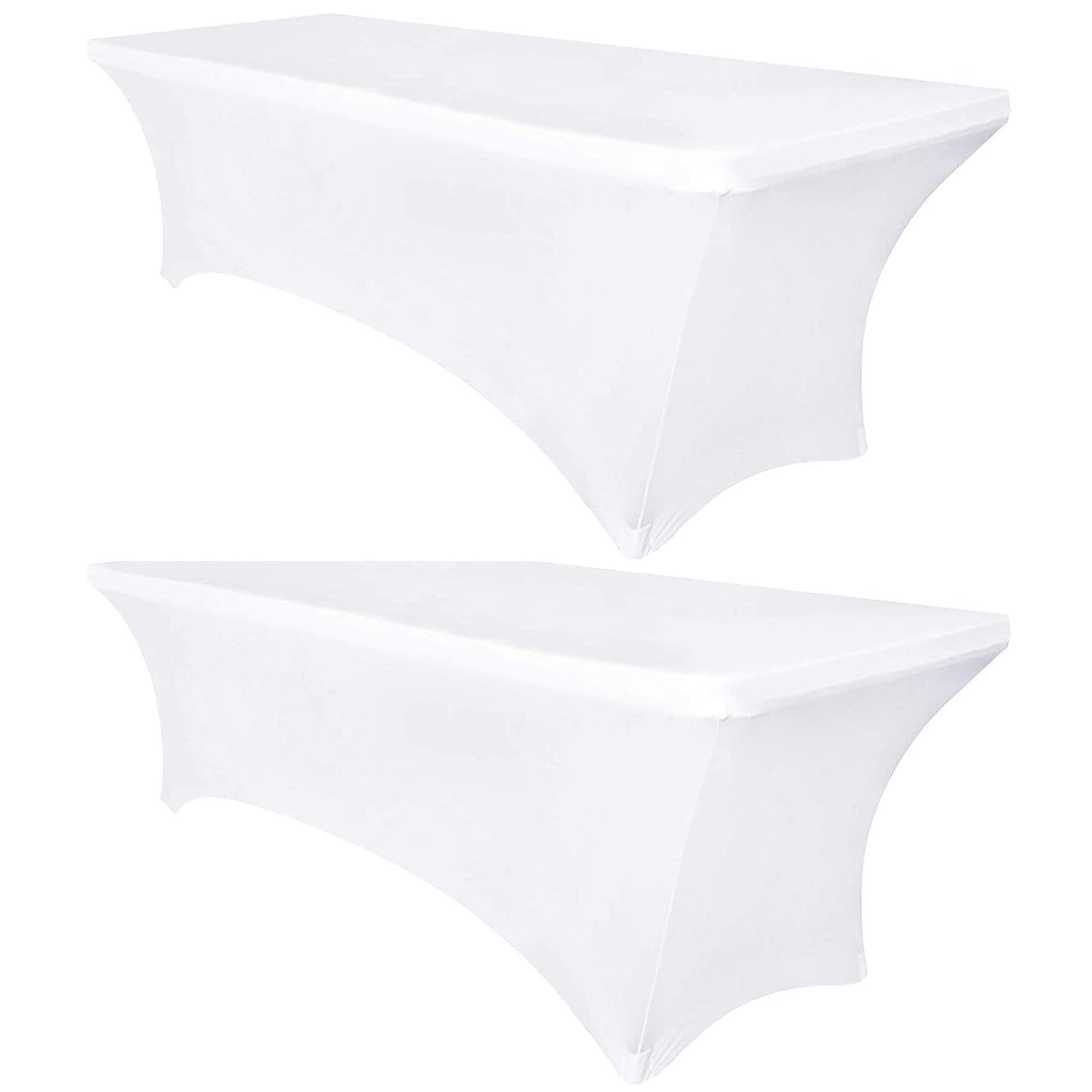 6ft Spandex Table Cover 2 Pack - Fitted Tablecloth for Weddings, Banquets, Parties in Universal Size and Stretch Material